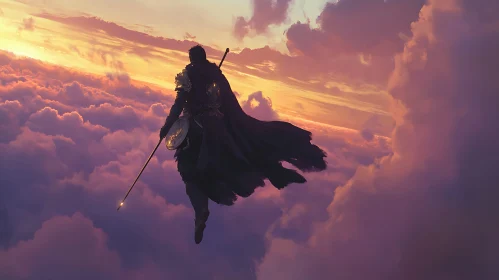 Fantasy Warrior Above the Clouds