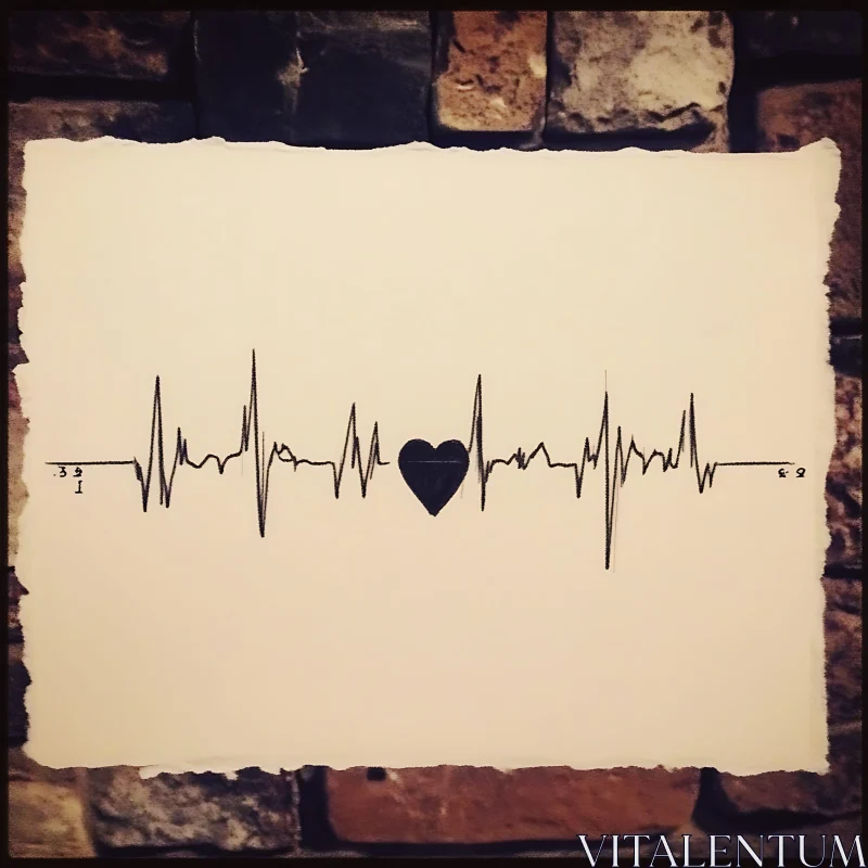 Heartbeat with Heart Drawing AI Image