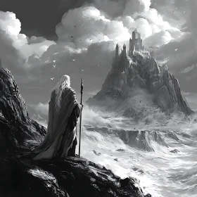 Mystical Wizard in a Timeless Landscape