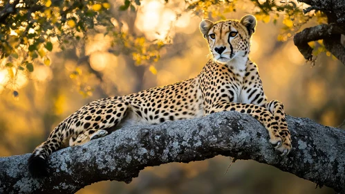 Resting Cheetah on a Branch