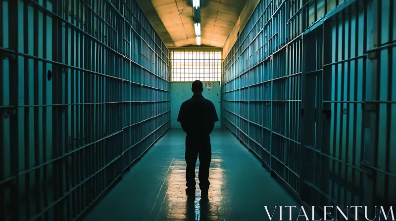 AI ART Man's Silhouette in Prison