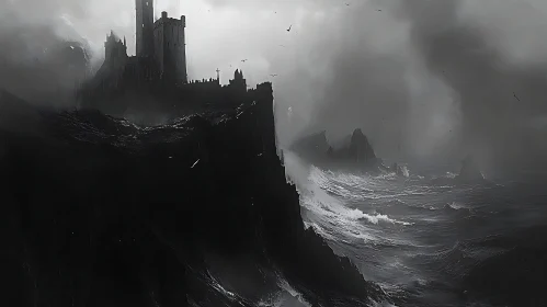 Monochromatic Seascape with Castle