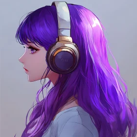 Anime Girl with Headphones in Digital Illustration