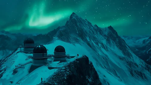 Aurora Over Snowy Mountain Peaks