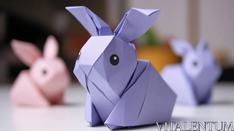 Geometric Paper Bunnies Origami Art AI Image