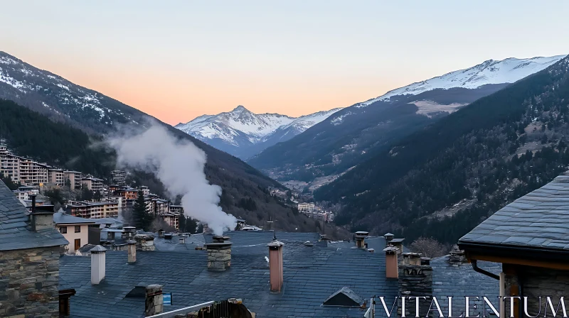 Scenic Mountain Valley at Twilight AI Image