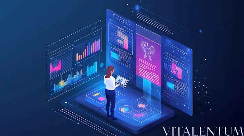 Isometric Data Analysis Interface Design AI Image