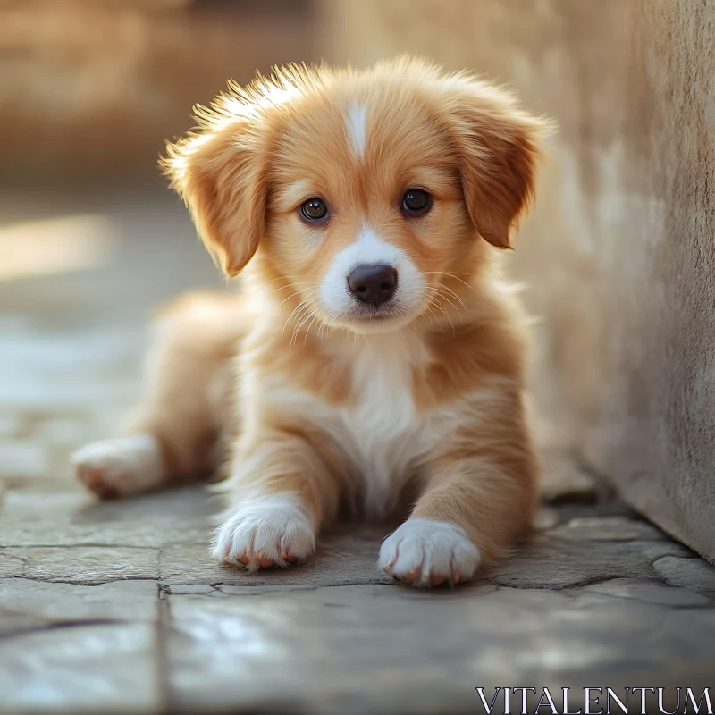 Cute Puppy with Fluffy Coat AI Image