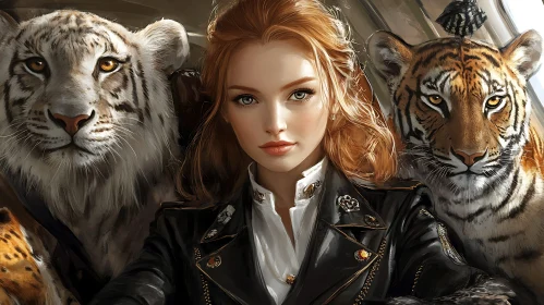 Portrait of a Woman with Tigers