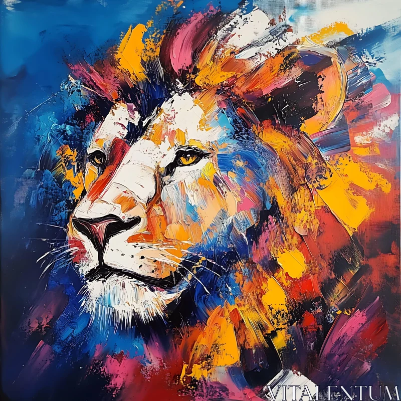 AI ART Abstract Lion Head Art - Wild Cat Portrait