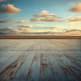 Serene Sky over Wooden Planks