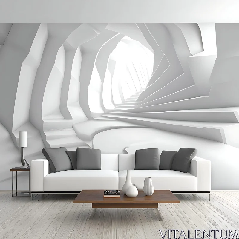 AI ART Contemporary Interior with Futuristic Wall Art