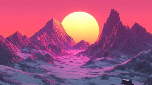 Synthwave Mountain Sunset