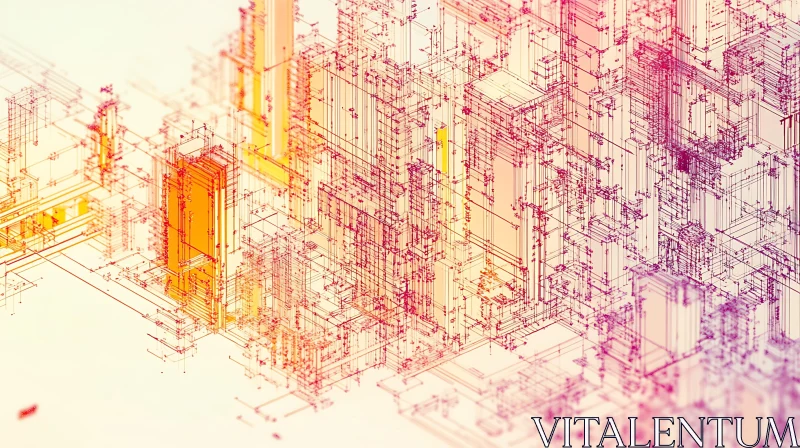 Futuristic Cityscape in Abstract Lines AI Image