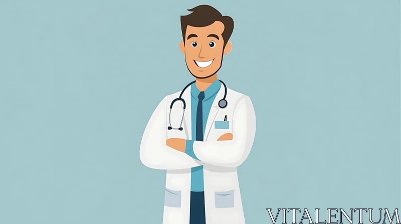 AI ART Smiling Doctor Cartoon Character