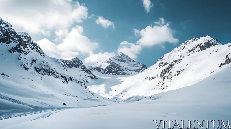 White Mountains Under Cloudy Sky AI Image