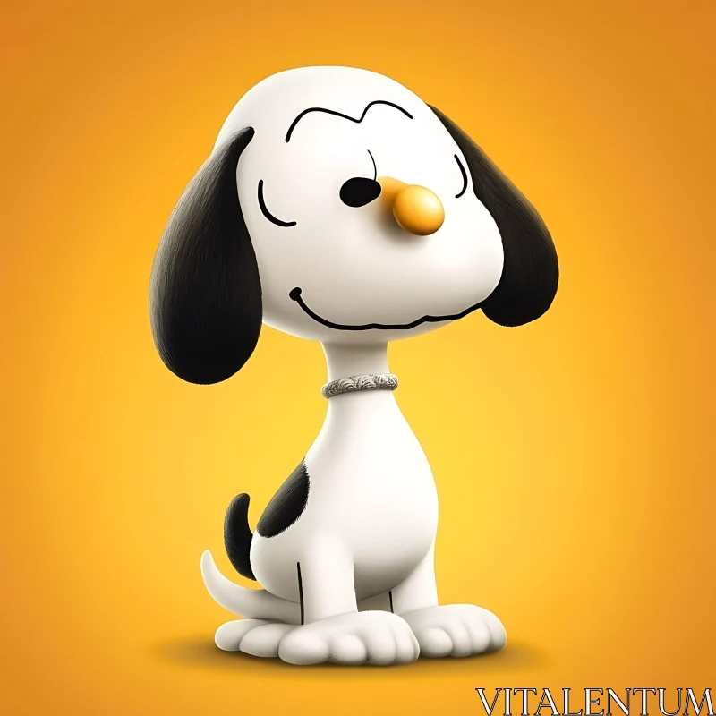 Cheerful Cartoon Dog Against Yellow Background AI Image