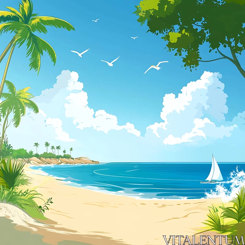 Seaside Bliss: A Day at the Beach AI Image