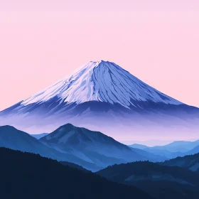 Snow-Capped Mountain in Pastel Hues