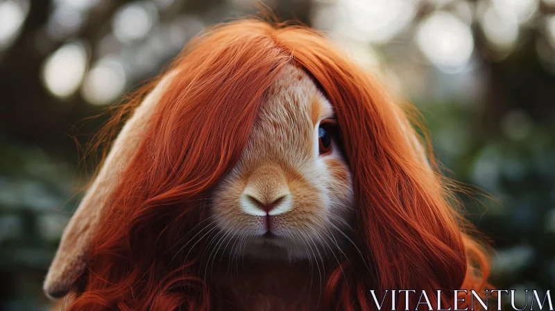 AI ART Whimsical Rabbit with Fiery Red Hair