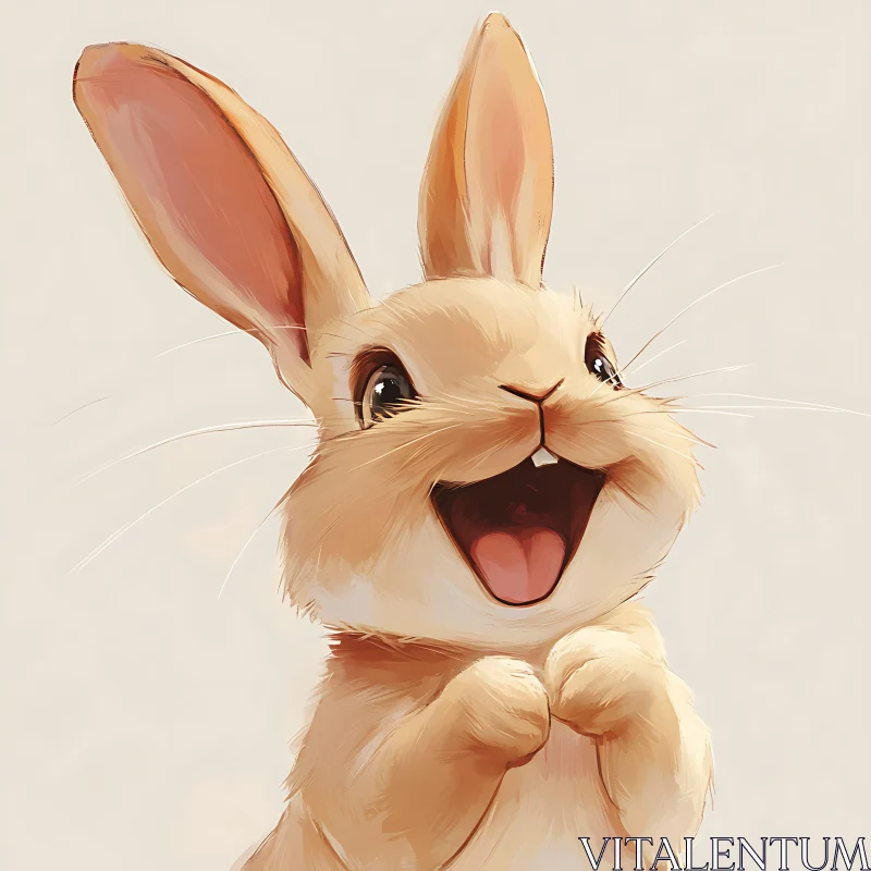 Smiling Rabbit Art - Cute Animal Illustration AI Image