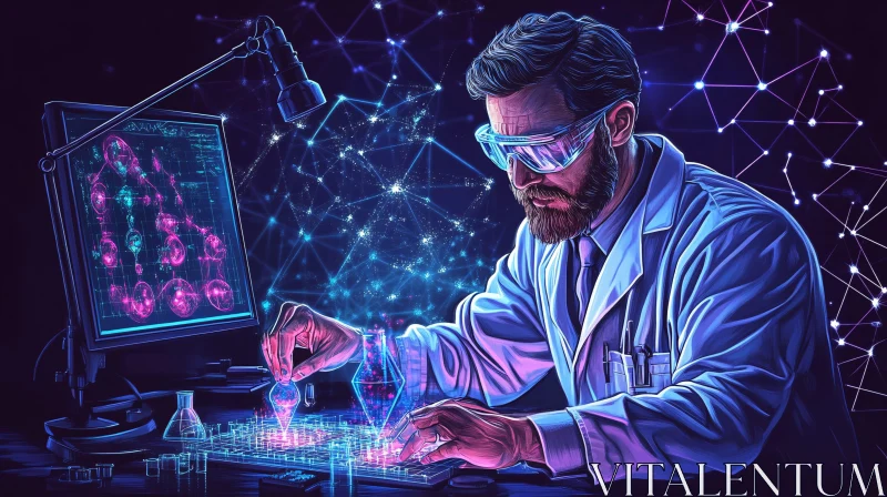 AI ART Futuristic Lab Scene with Scientist