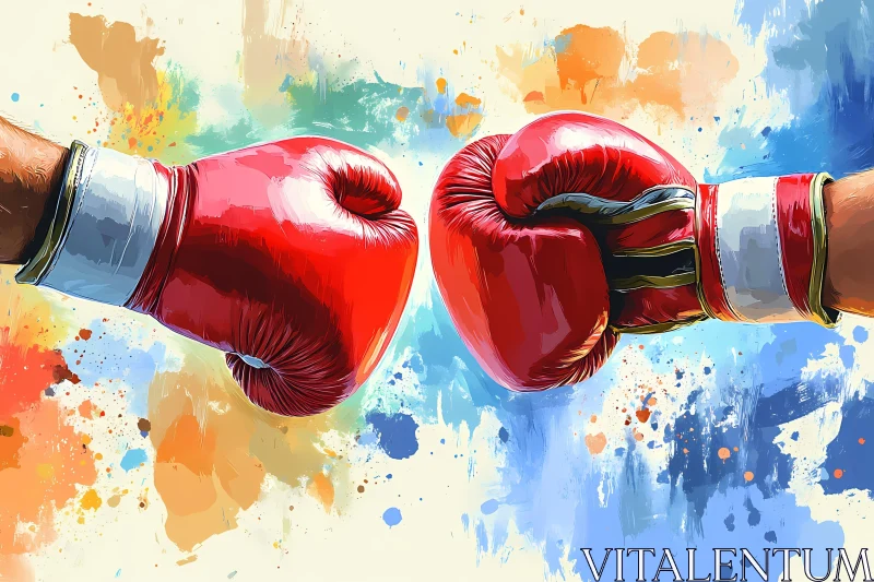 AI ART Clashing Boxing Gloves Against Colorful Background AI Generated Image