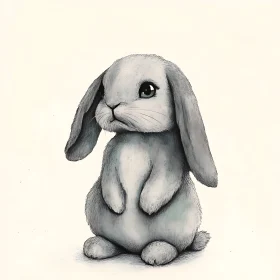 Charming Grayscale Bunny Portrait