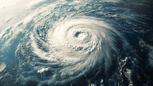 Aerial View of a Swirling Hurricane Formation