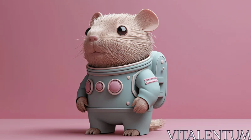 Space Hamster in a Cartoon Astronaut Outfit AI Image