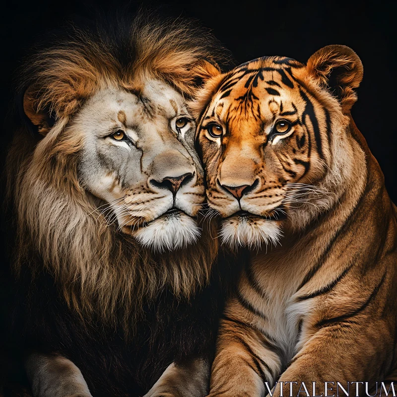 Majestic Lion and Tiger Duo AI Image