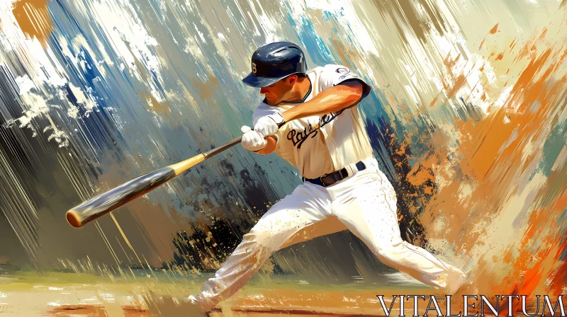 Dynamic Baseball Swing in Abstract Art  AI Generated Image AI Image