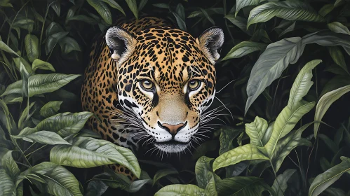 Camouflaged Jaguar in Lush Greenery