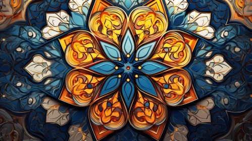 Abstract Floral Design in Stained Glass Style with Byzantine Influences