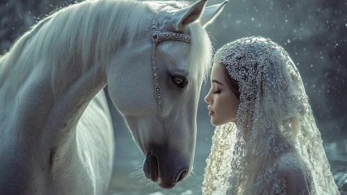 Serene Bond Between Horse and Woman