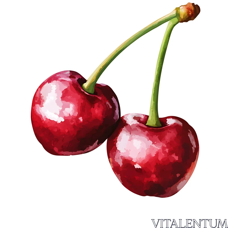 Pair of Cherries Still Life AI Image