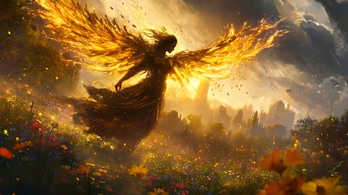 Radiant Angel with Golden Wings