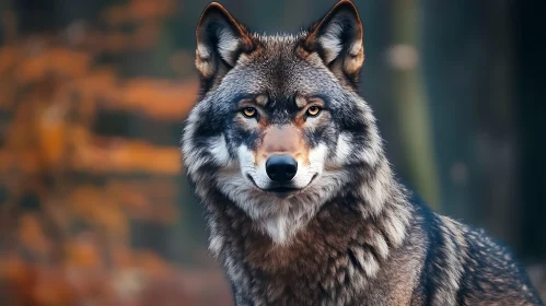 Wild Wolf Stares Intently