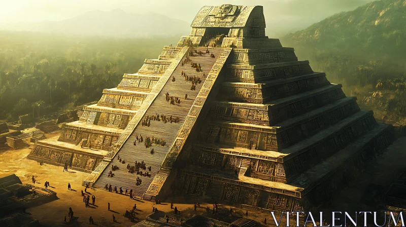 Ancient Pyramid in Greenery AI Image