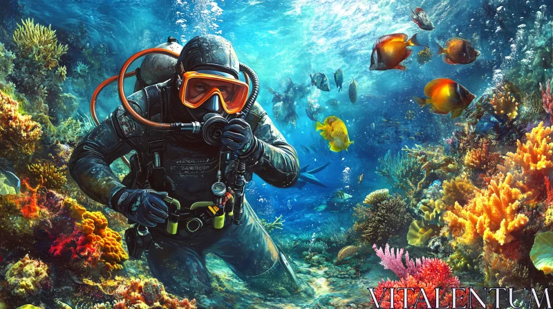 AI ART Underwater Exploration with Scuba Diver