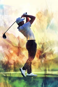 Abstract Art of Golfer in Motion , AI