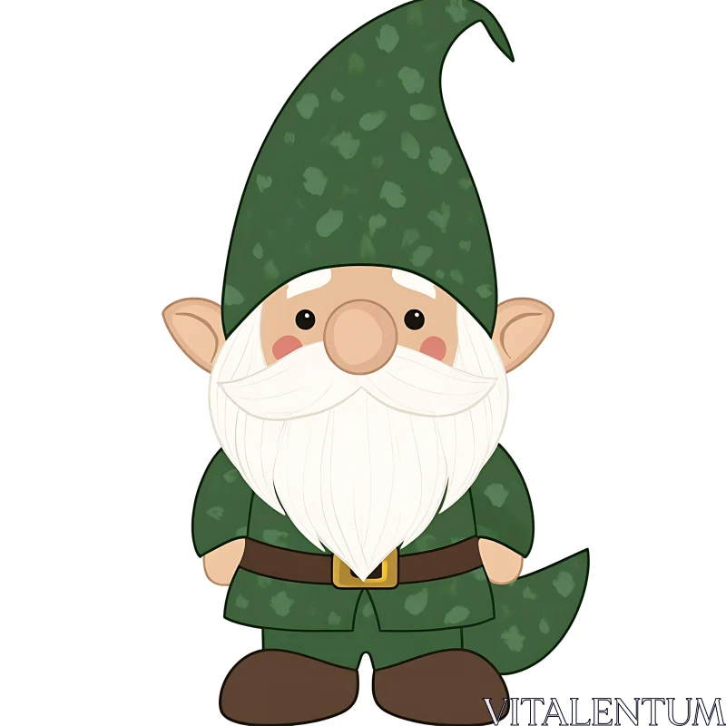 AI ART Cartoon Gnome with Green Outfit