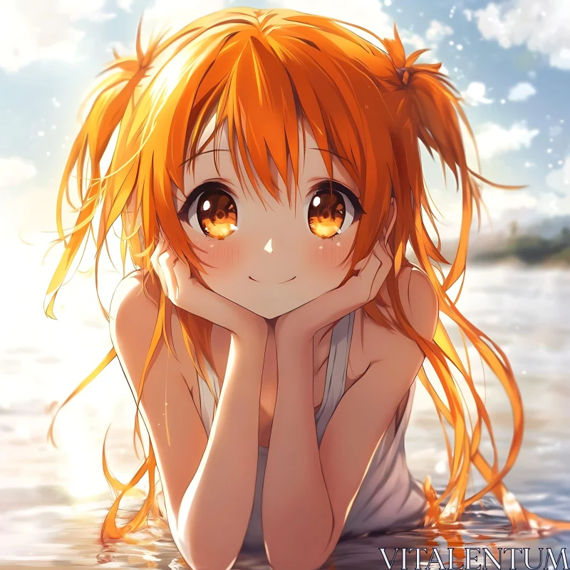 Cute Anime Character in Bright Sunlight AI Image