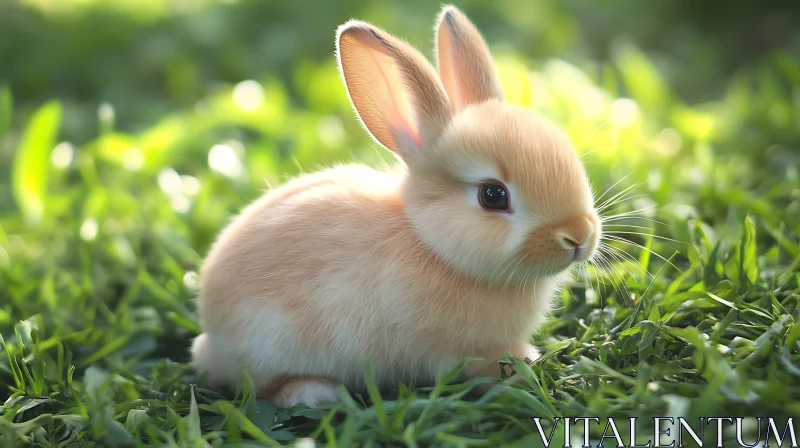 Rabbit Portrait on Lawn AI Image