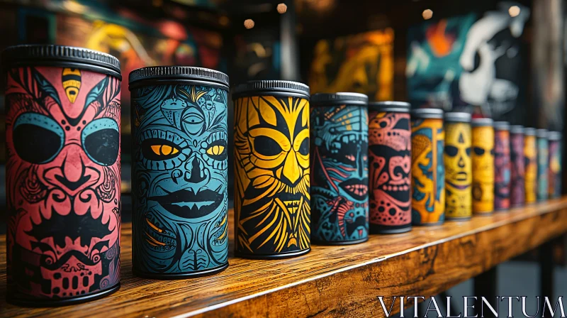 AI ART Colorful Tiki Mask Can Collection