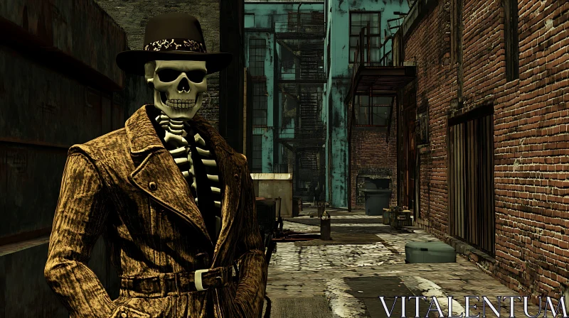 AI ART Skeleton in Coat and Hat