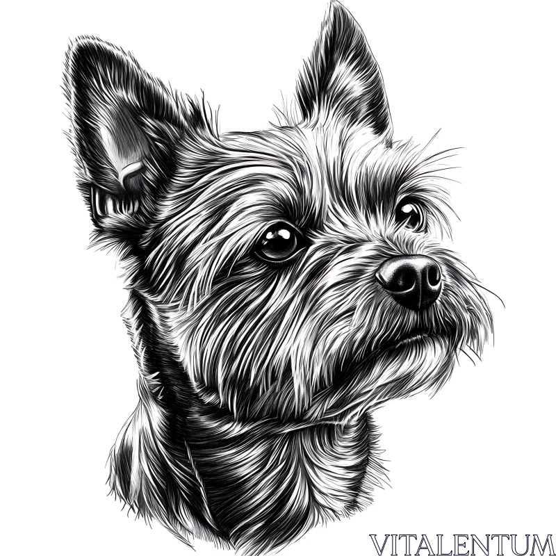 Monochrome Dog Portrait Art AI Image