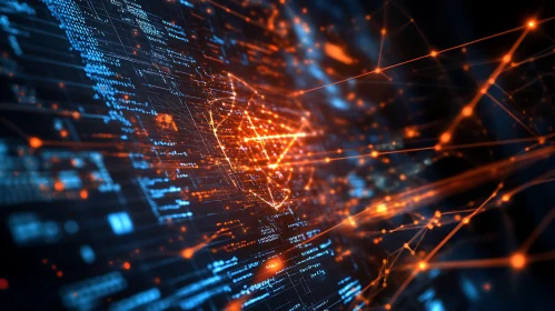 Abstract Data Network with Glowing Nodes