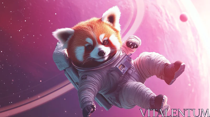 Space-Exploring Red Panda in Astronaut Gear AI Image