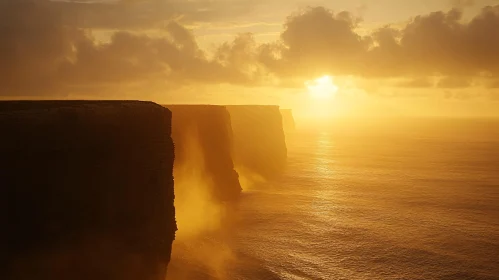 Golden Hour Cliffs at Sea